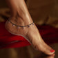 Elegant Hanging Charm Anklet With Black Beads