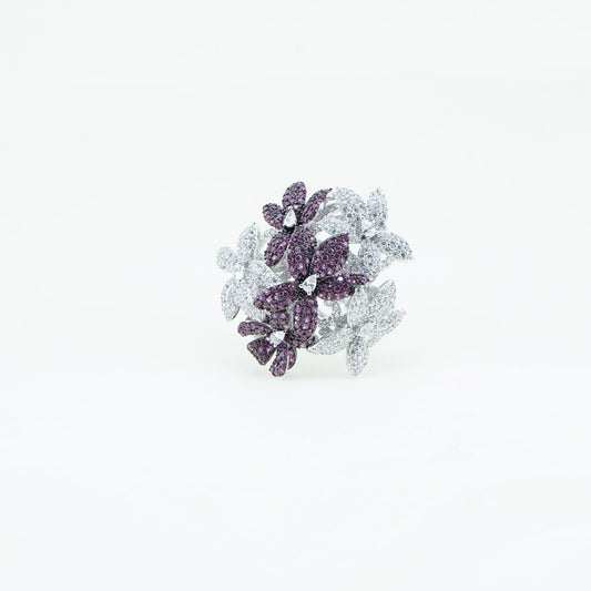 Purple and White Flower Ring