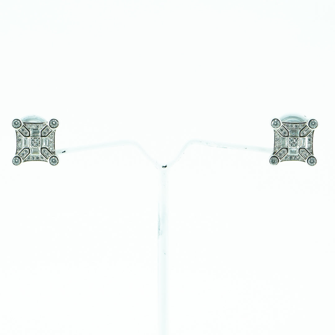 Square Style Sterling Silver Earring