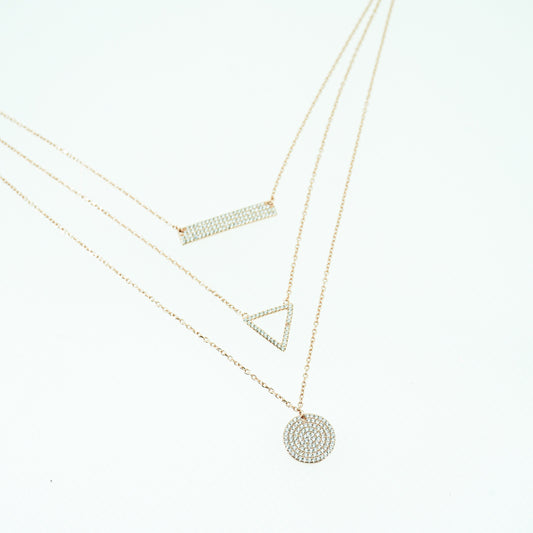 Geometric Triangle and Circle Pendant Necklace