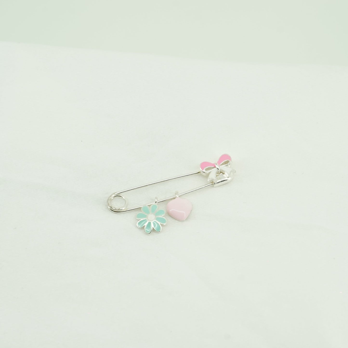 Green And Pink Coloured Flower Design Pin