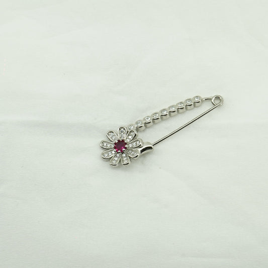 Floral Design Coloured Sterling Silver Safety Pin