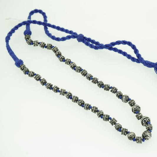 Blue Threaded Tassle Necklace