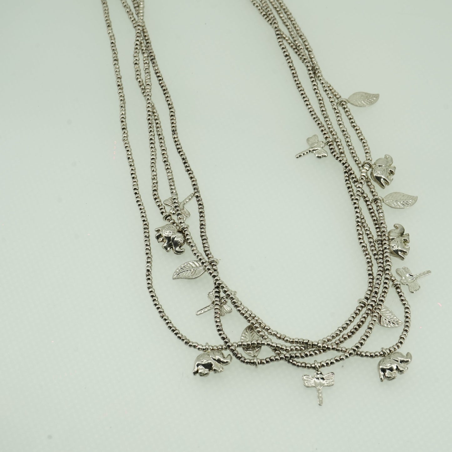 Sterling Silver Multiple Layered Wildlife Design Necklace