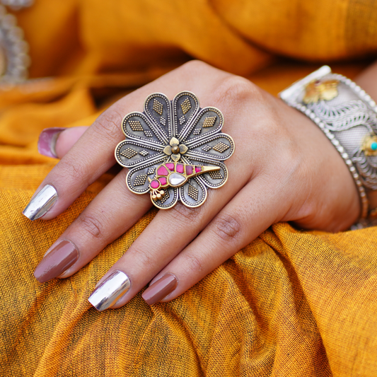 Handcrafted Antique Peacock Ring