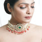 Silver Polki Choker Necklace with Perl & Emerald
