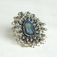 Silver Antique Ring with Blue Stone