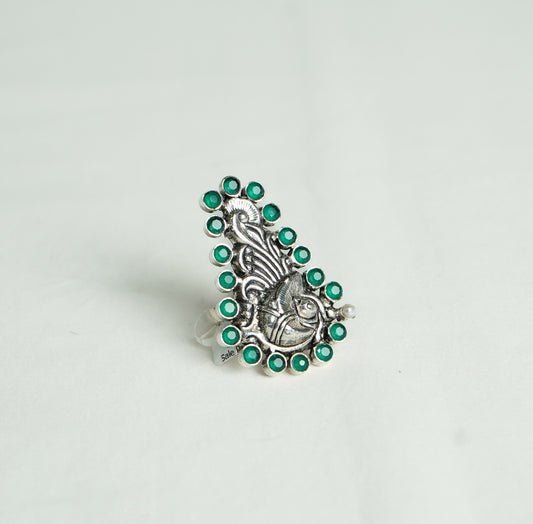 Oxidized Ring with Green Stone