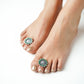 Green Stone Silver Toe Ring