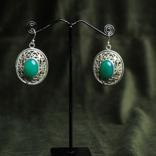 Green Stone 92.5 Silver Earring