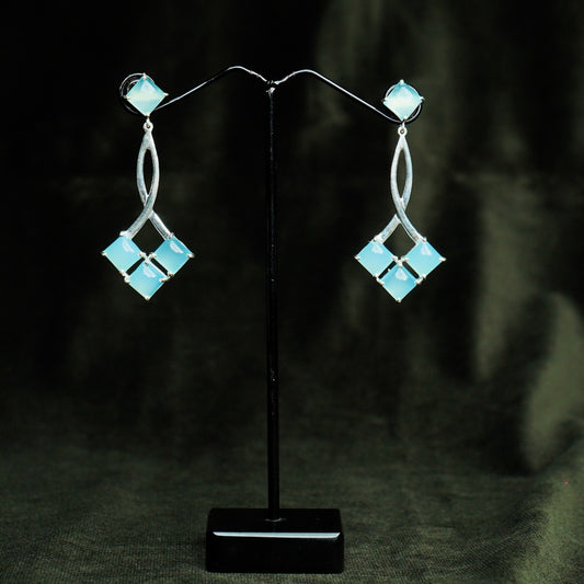 Sky Blue Stone Silver Earring