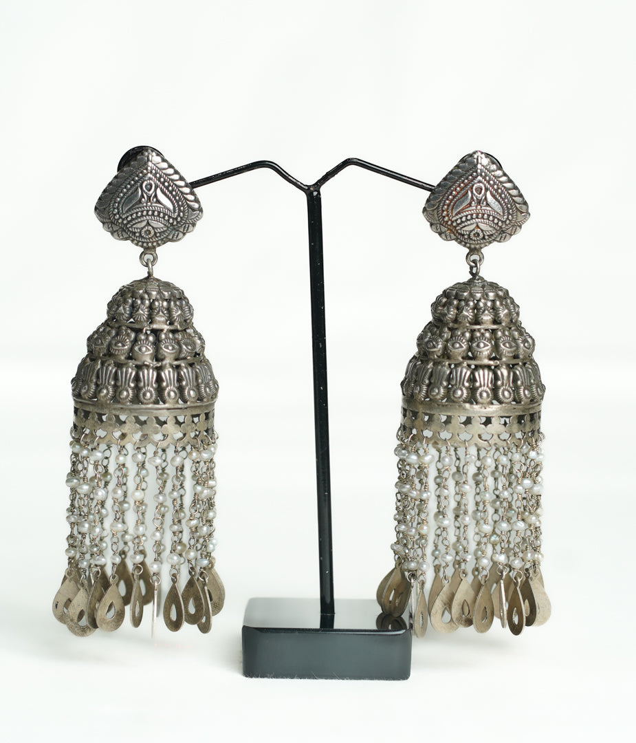 Antique Jhumka with Silver Pearls