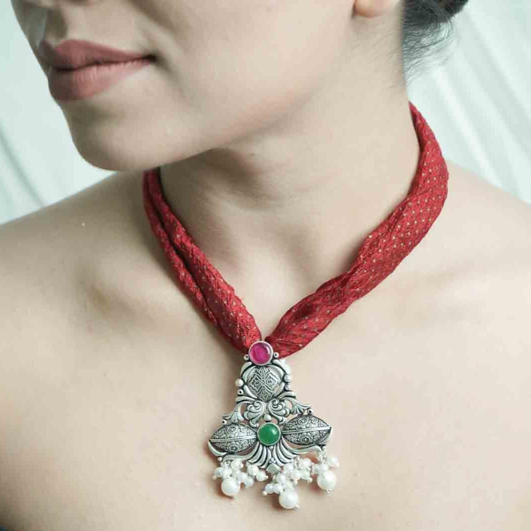 Red Strap Antique Necklace for Her